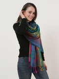 SF1137-2 - Rainbow Color Elk Pattern Scarf With Tassels