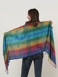 SF1137-2 - Rainbow Color Elk Pattern Scarf With Tassels