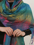 SF1137-2 - Rainbow Color Elk Pattern Scarf With Tassels