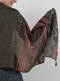 SF1141 Khaki - Geometric Pattern Scarf With Tassels