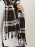 SF1144 Black - Lattice Pattern Scarf With Tassels