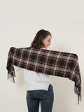 SF1145 Coffee - Contrasting Colors Lattice Pattern Scarf With Tassels