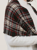 SF1145 Coffee - Contrasting Colors Lattice Pattern Scarf With Tassels
