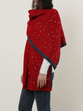 SF1151 Red - Pure Color Scarf With Pearls Decoration