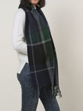 SF1152 Green -Lattice Pattern Scarf With Tassels