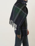 SF1152 Green -Lattice Pattern Scarf With Tassels