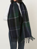 SF1152 Green -Lattice Pattern Scarf With Tassels