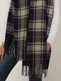 SF1152 Navy -Lattice Pattern Scarf With Tassels