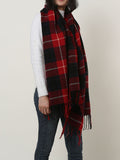 SF1152 Red -Lattice Pattern Scarf With Tassels