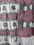 SF1155 Red - Floral Pattern Scarf With Tassels Trims