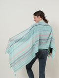SF1156 Green - Small Geometric Pattern Scarf With Tassels Trims
