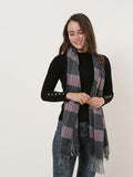 SF1161 Black - Lattice Pattern Scarf With Pearls Decoration