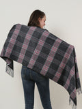 SF1161 Black - Lattice Pattern Scarf With Pearls Decoration