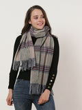 SF1161 Camel - Lattice Pattern Scarf With Pearls Decoration