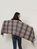 SF1161 Camel - Lattice Pattern Scarf With Pearls Decoration