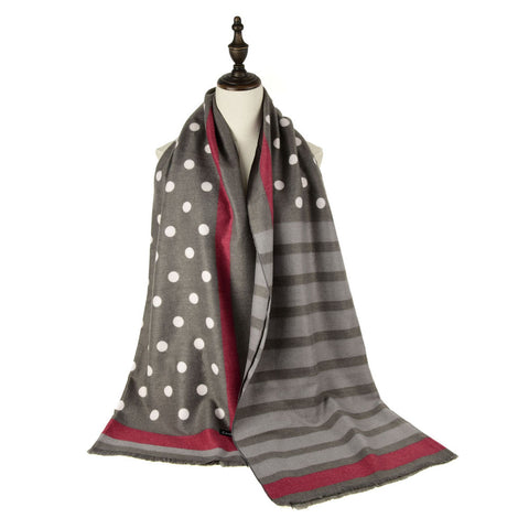 SF1184-3-GRY - Patchwork Wave Point Pattern Scarf For Women