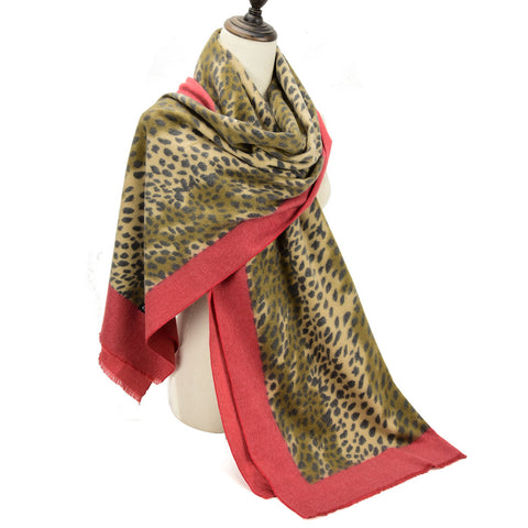 Hot * SF1213-3Red - Leopard Print Fashion cashmere Scarf For Women