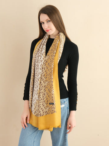 SF1213-3WHE - Leopard Print Fashion cashmere Scarf For Women