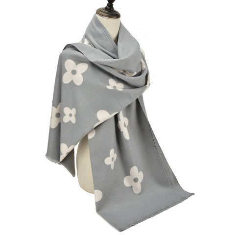 Hot * SF1214-3Grey - Floral Pattern Fashion cashmere Scarf For Women
