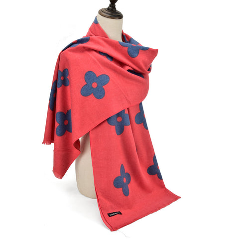 Hot * SF1214-3Red - Floral Pattern Fashion cashmere Scarf For Women
