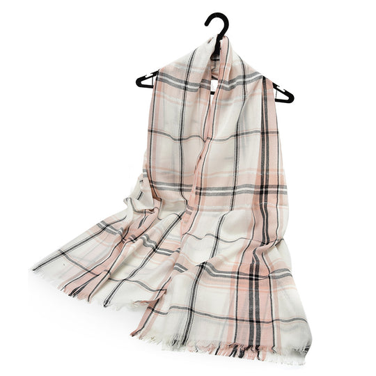 SF1217 WHITE - Lattice Pattern Scarf For Women
