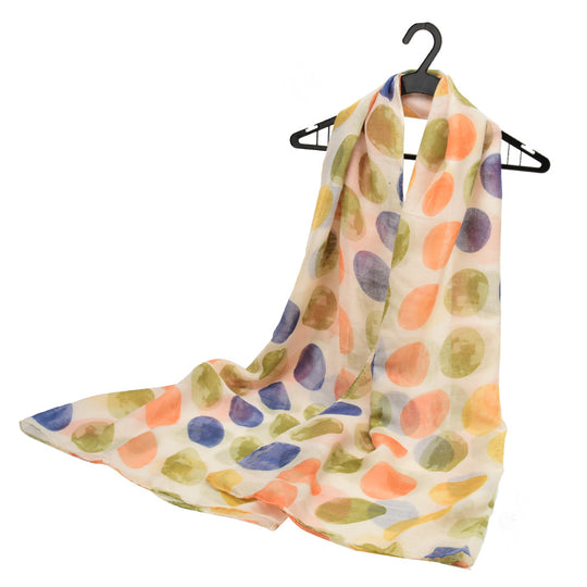 SF1228 WHITE - Big Dot Pattern Scarf For Women