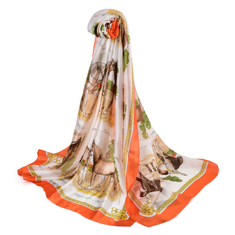 SF1230 ORANGE - Cartoon Pattern Scarf For Women