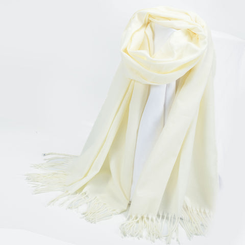 SF1231-WHITE- Single Color Classic Scarf Autumn & Winter