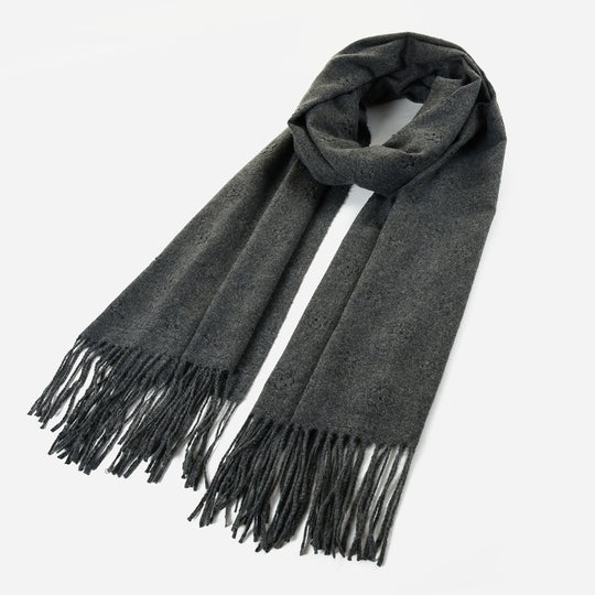 SF1232-DRAKGREY Single Color With Flower Decorated Scarf