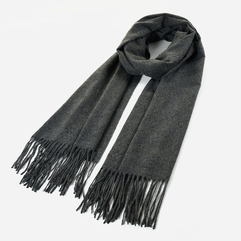 SF1232-DRAKGREY Single Color With Flower Decorated Scarf