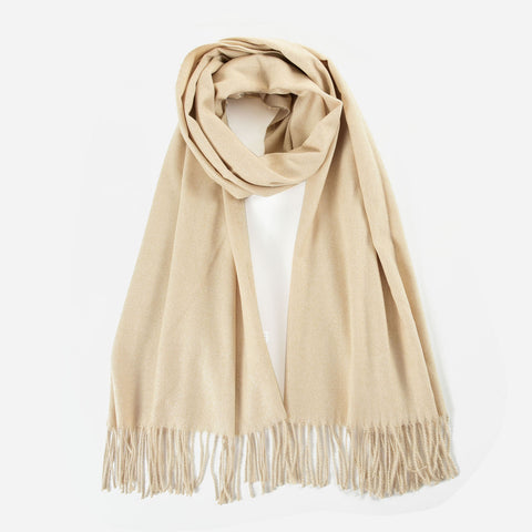 SF1234-BEIGE Warm Single Color Winter Scarf