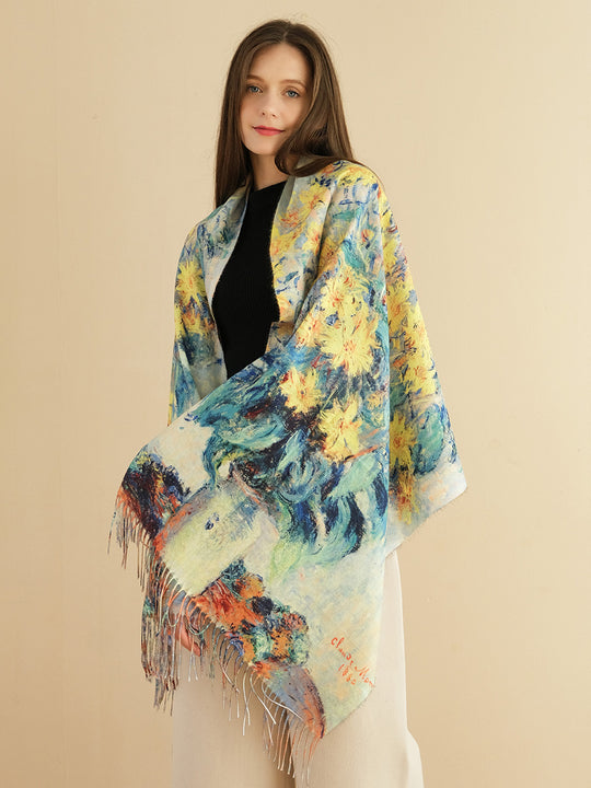 SF1242-YLW Charming Vase Oil Painting Scarf