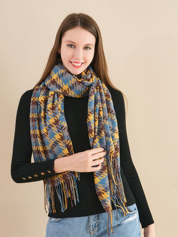 SF1254-GRD Elegant Houndstooth Scarf With Nice Color Realations