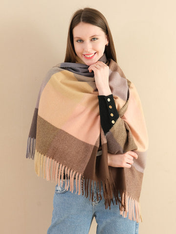 SF1256-1BRD Oversize Autumn & Winter Warm Checkered Scarf