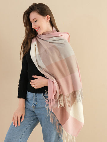 SF1256-1PKN Oversize Autumn & Winter Warm Checkered Scarf