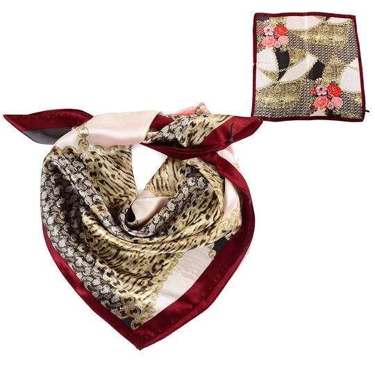 SF1263-DARKRED New Fashion Flowers Kerchief