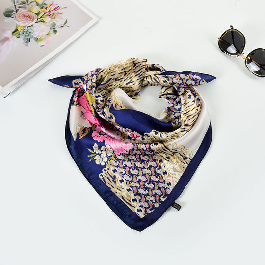SF1263-NAVY New Fashion Flowers Kerchief