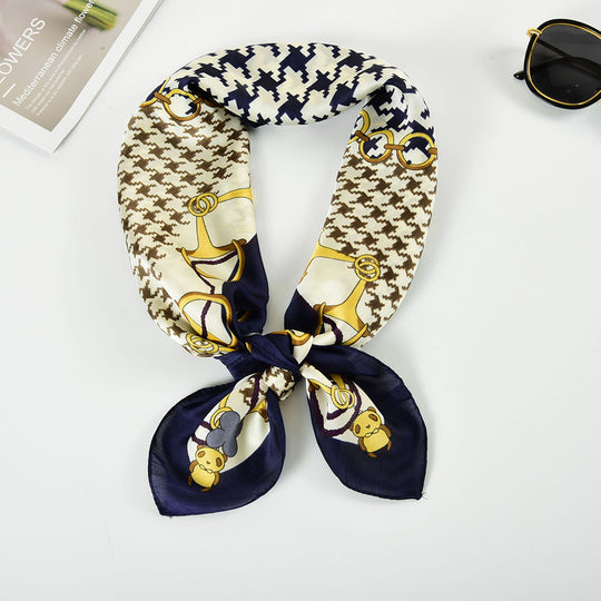 SF1264-NAVY New Fashion Houndstooth Kerchief