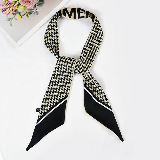 SF1267-BLACK Charming New Fashion Style Houndstooth Long Scarf