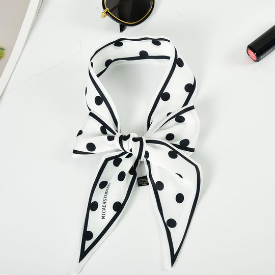 SF1268-WHITE Charming New Fashion Style Dots Long Scarf
