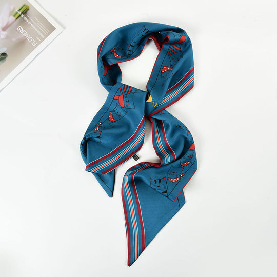 SF1279-NAVY Attractive Fashion StyleScarf Cats Decorated