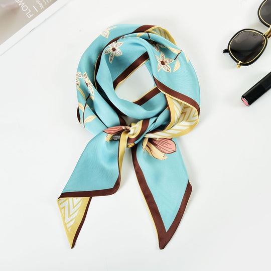 SF1282-BLUE Attractive Fashion StyleScarf Flowers Decorated