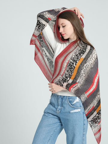 SF1286-BURGUNDY Newest Style Design Large Shawl