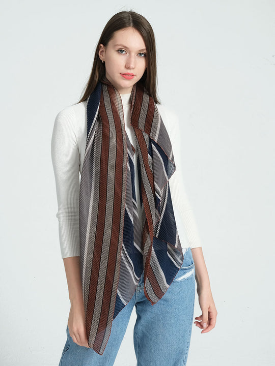 SF1287-COFFEE Dark Tone Scarf Design Color Interlaced