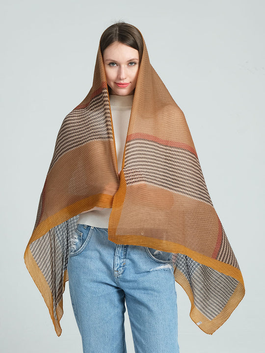 SF1288-WHEAT Oversize Shawl with Attractive Color Scheme
