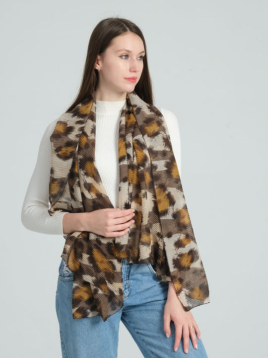 SF1289-TURMERIC 2020 Newest Fashion Style Scarf With Leopard Print Pleated