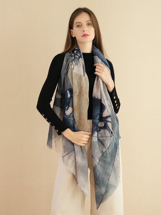 SF1290-NAV - Lady Winter Large Shawl Wraps