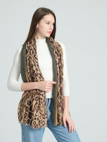 SF1291-GRN - Womens Oversized Scarf With Tassels