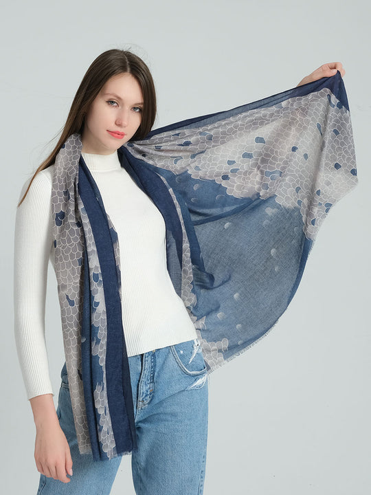SF1292-NAV - Womens Oversized Scarf With Tassels