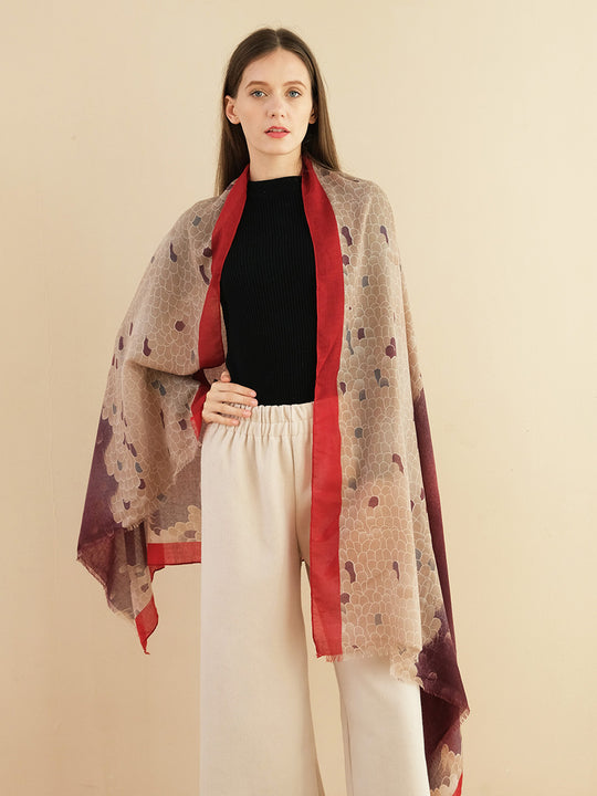 SF1292-RED - Womens Oversized Scarf With Tassels